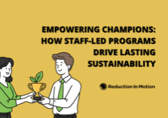 image of two cartoon people that says Empowering champions: how staff-led programs drive lasting sustainability