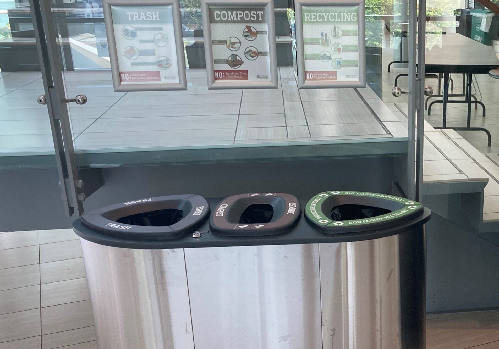 university recycling bins